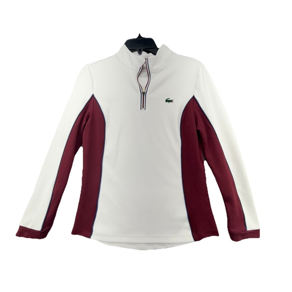Lacoste Sport Mens SZ‎ 38 White Golf Long Sleeve 1/4 Zip Pullover Slim Fit